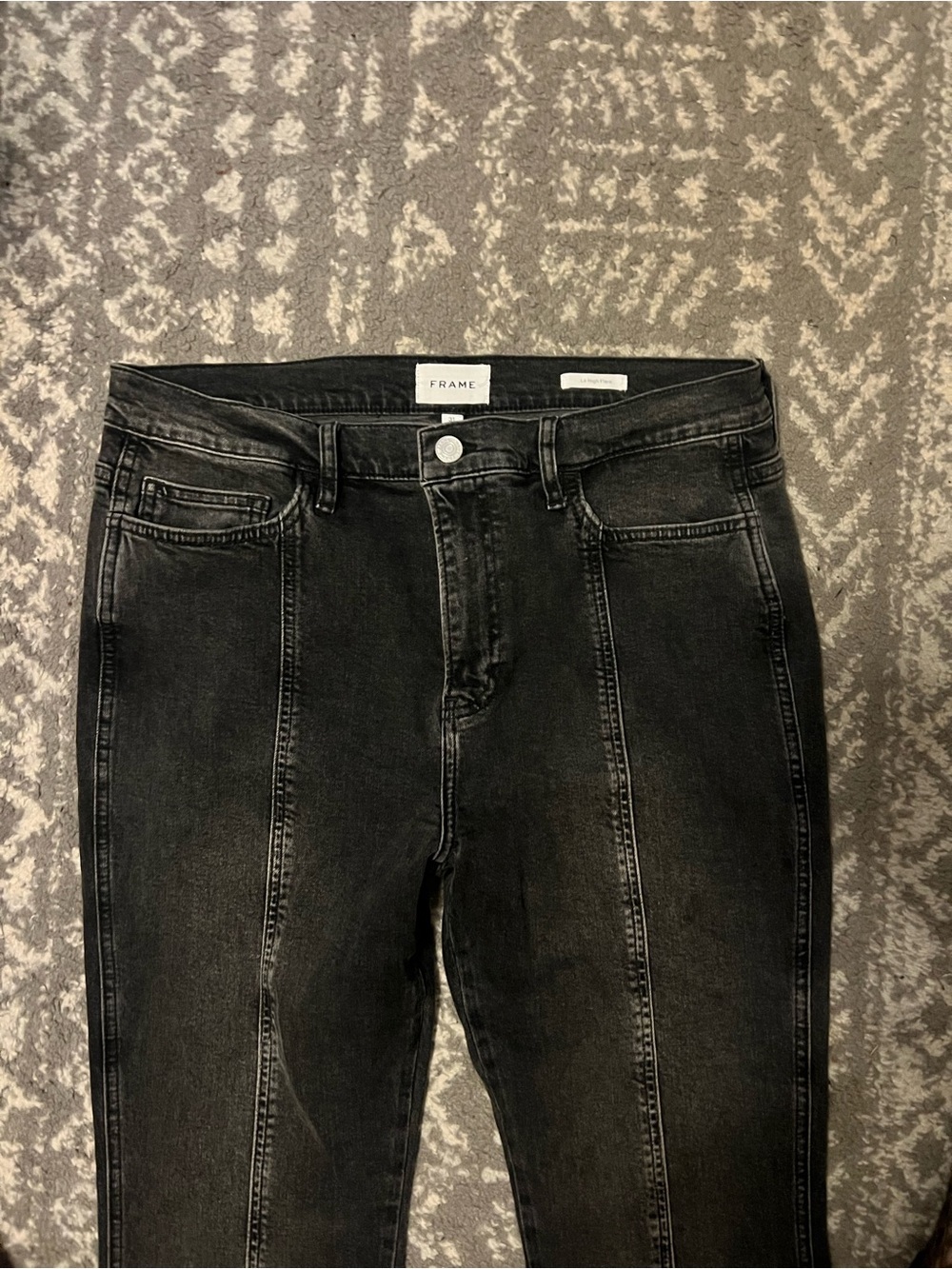 Frame le High Flare Denim Black Flare Jeans with Front Seam Detail sz 31 (L120) - Picture 2 of 12